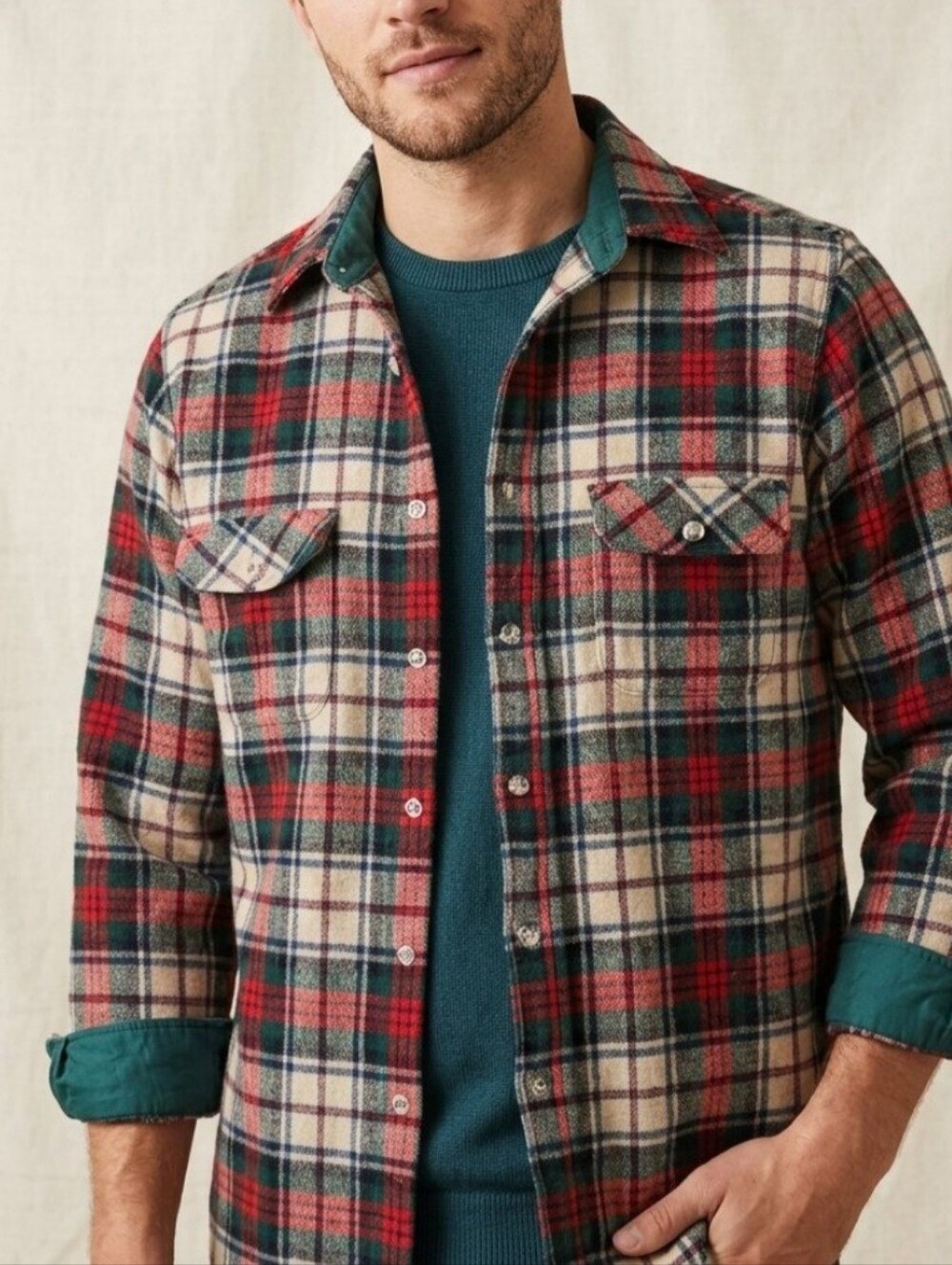 Vintage Neil Martin Plaid Flannel Shirt Jacket M Heavy Wool Blend Red Green